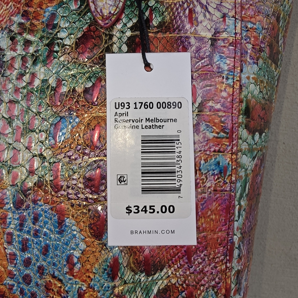 NWT BRAHMIN APRIL RESERVOIR MELBOURNE CROC EMBOSSED LEATHER TOTE BAG - Picture 2 of 16